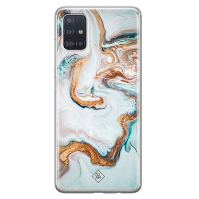 Samsung Galaxy A71 siliconen hoesje - Marmer blauw goud