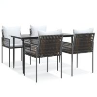 vidaXL 5-delige Tuinset met kussens poly rattan en staal, tuin set, tuinmeubel set, tuin tafel, tuinmeubelset, tuintafel, tuinstoel, tuin stoel