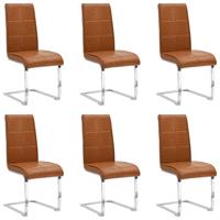 Vidaxl Eetkamerstoelen 6 St Kunstleer Glanzend Bruin