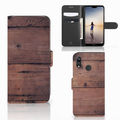 Huawei P20 Lite Book Style Case Old Wood Huawei P20 Lite Book Style Case Old Wood