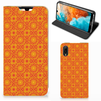 Huawei Y6 2019 Hoesje met Magneet Batik Oranje