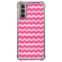 Samsung Galaxy S21 Plus Doorzichtige Silicone Hoesje Waves Pink - thumbnail