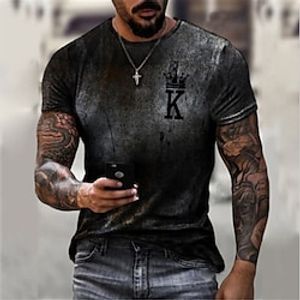 mannen t-shirt letter gedrukt ronde hals korte mouw designer blauw zwart grijs grafische tees casual grote en lange zomer vintage tees Lightinthebox