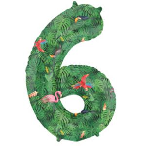 Folieballon Cijfer 6 Jungle Print (86cm)