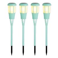 8x stuks solar tuinfakkel/tuinlamp turquoise op zonne-energie 61 cm