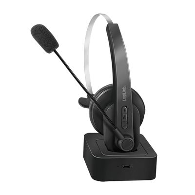 LogiLink BT0059 hoofdtelefoon/headset Draadloos Hoofdband Kantoor/callcenter Bluetooth Oplaadhouder Zwart
