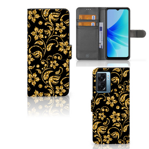 OPPO A77 5G | A57 5G Hoesje Gouden Bloemen