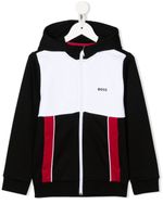 BOSS Kidswear hoodie colour block à fermeture zippée - Noir