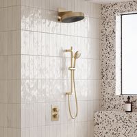 Saniclear Evolution inbouw regendouche met glijstang en 2 standen handdouche geborsteld messing - mat goud