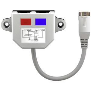 Goobay RJ45 Netwerk Y-adapter CAT 5 [1x RJ45-stekker - 2x RJ45-bus] Metallic-zilver