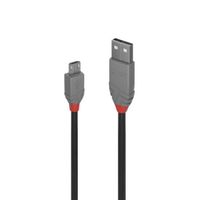 Lindy 36732 1m USB 2.0 Cable USB A Micro-USB B Mannelijk Mannelijk Zwart, Grijs USB-kabel