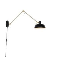 QAZQA Retro wandlamp zwart met brons - Milou