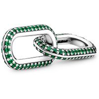 Pandora Me 799660C01 Link Styling Pave Double Green zilver-kristal 8,6 x 29,6 mm - thumbnail