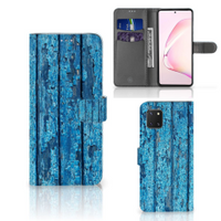 Samsung Note 10 Lite Book Style Case Wood Blue - thumbnail