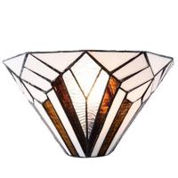 Clayre & Eef Wandlamp Tiffany 31x16x16 cm Wit Bruin Metaal Glas - thumbnail