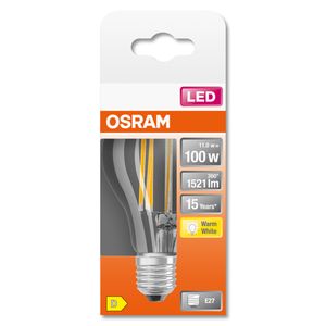 OSRAM 4058075124707 LED-lamp Energielabel D (A - G) E27 Peer 11 W = 100 W Warmwit (Ø x l) 60 mm x 105 mm 1 stuk(s)