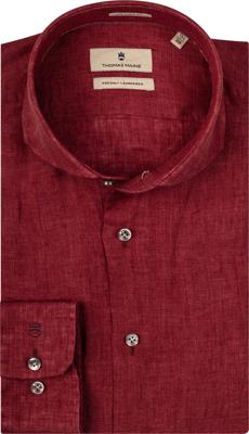Thomas Maine Overhemd Rood Linnen Cutaway Tailored Fit