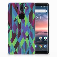 Nokia 9 | 8 Sirocco TPU Hoesje Abstract Green Blue