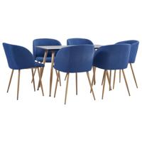 vidaXL 7-delige Eethoek stof blauw