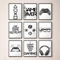 Poster - GAME OVER / Zwart en Wit / Set van 9 - thumbnail