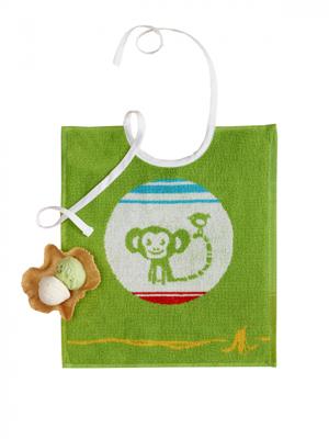 De Witte Lietaer slabbetje Monkey junior 32 x 40 cm katoen