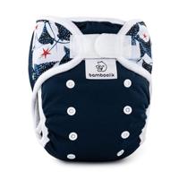 Wasbare overbroek voor luiers, eenheidsmaat, klittenbandsluiting, dubbele zijdelingse barrière, twee elastische taille., donkerblauw + roggetje