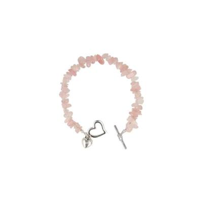 Edelsteen Splitarmband Rozenkwarts met Hart Edelsteen Splitarmband Rozenkwarts met Hart