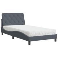 vidaXL Bed met matras fluweel donkergrijs 100x200 cm, bedframe, bed ombouw, eenpersoonsbed, bedbodem, slaapkamermeubel, 1 persoonsbed, logeerbed