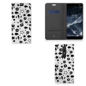 Mobiel BookCase Nokia 5.1 (2018) Silver Punk