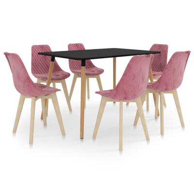 vidaXL 7-delige Eethoek roze