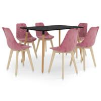 vidaXL 7-delige Eethoek roze