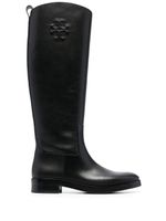 Tory Burch bottes en cuir à logo embossé - Noir - thumbnail