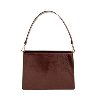 Mango handtas met crocoprint donkerrood