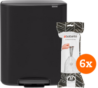 Brabantia Bo Pedal Bin 60 Liter Matt Black + Vuilniszakken (120 stuks)