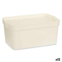 Opbergbak met Deksel Kipit Crème Plastic 7,5 L (12 Stuks)
