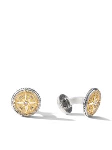 David Yurman boutons de manchette en or jaune 18ct sertis de diamants - Argent