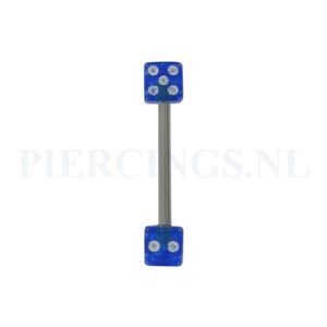 Tongpiercing dobbelsteen blauw