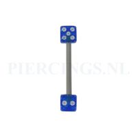 Tongpiercing dobbelsteen blauw