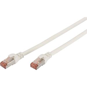 Digitus DK-1644-100/WH RJ45 Netwerkkabel, patchkabel CAT 6 S/FTP 10.00 m Wit Vlambestendig, Folie afscherming, Afscherming gevlochten, Afgeschermd,