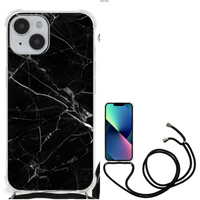 iPhone 14 Anti-Shock Hoesje Marmer Zwart - Origineel Cadeau Vader