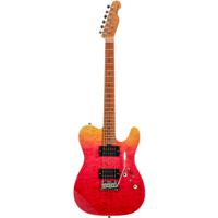 Fazley Sunrise Series Tide Red Sea Fade elektrische gitaar met deluxe gigbag