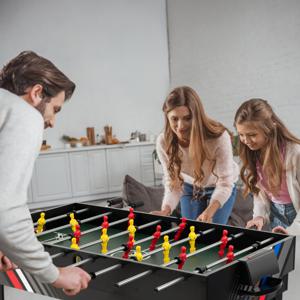 4-in-1 Multi-Speeltafel 125 cm Tafelvoetbaltafel met Poolbiljart Airhockey en Tafeltennis voor Thuisspelkamers Feestbars Zwart