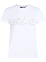 Karl Lagerfeld t-shirt Signature à ornements strassés - Blanc - thumbnail