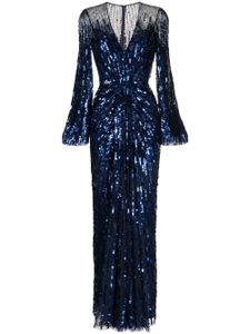 Jenny Packham robe longue Margot à ornements en sequins - Bleu