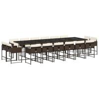 vidaXL 17-delige Tuinset met kussens poly rattan bruin, loungeset, loungeset tuin, tuinbankenset, tuintafel, loungeset buiten, tuinset lounge