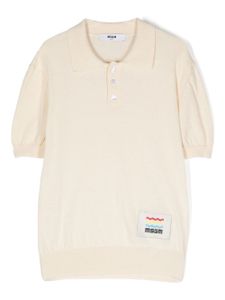 MSGM Kids polo en coton à patch logo - Tons neutres