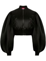 Nina Ricci veste bomber en satin à coupe crop - Noir - thumbnail