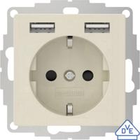 2USB 2U-449290 Stopcontact (onderbouw) VDE, Met USB, Kinderbeveiliging IP20 Crème-wit, Glanseffect - thumbnail