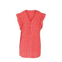 Paprika top met contrastbies en glitters rood