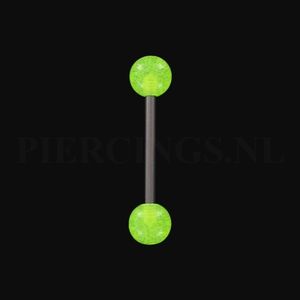 Tongpiercing glow in the dark UV-geel